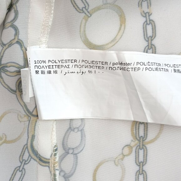 Violeta by Mango Cream V-neck Long Sleeve Blouse with Chains Pattern EUC - Picture 10 of 11